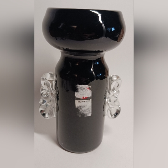 Vintage Glass Vase 70s Black Space Age Mid Century Retro Seventies Shabby Chic - Picture 4 of 6